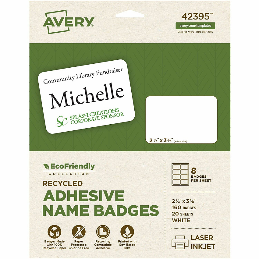 Avery Eco-friendly Premium Name Badge Labels (AVE42395)