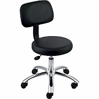 Lorell 16" Round Seat Pneumatic-Lift Stool with Back (LLR69511)