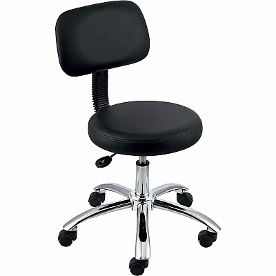 Lorell 16" Round Seat Pneumatic-Lift Stool with Back (LLR69511)