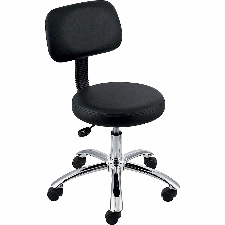 Lorell 16" Round Seat Pneumatic-Lift Stool with Back (LLR69511)