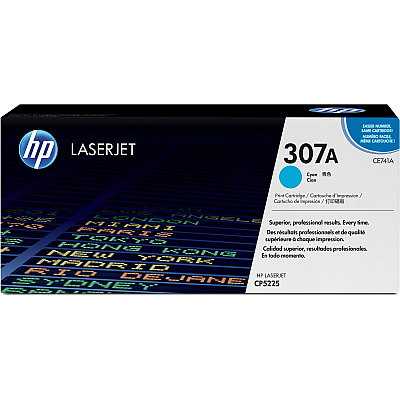 HP 307A (CE741A) Original Laser Toner Cartridge - Single Pack - Cyan - 1 Each