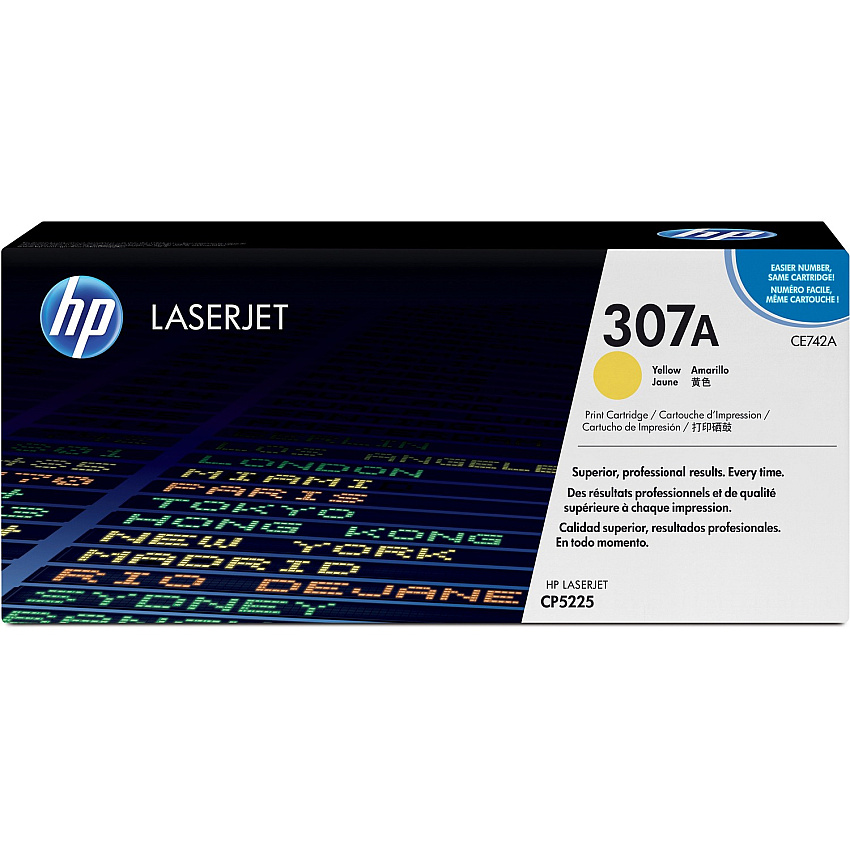 HP 307A (CE742A) Original Laser Toner Cartridge - Single Pack - Yellow - 1 Each