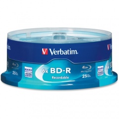 Verbatim 97457 Blu-ray Recordable Media - BD-R - 16x - 25 GB - 25 Pack Spindle