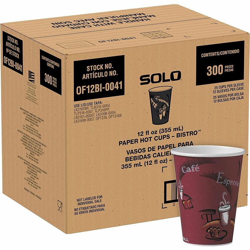 Solo 12 oz Bistro Design Hot Cups (SCCOF12BI0041)