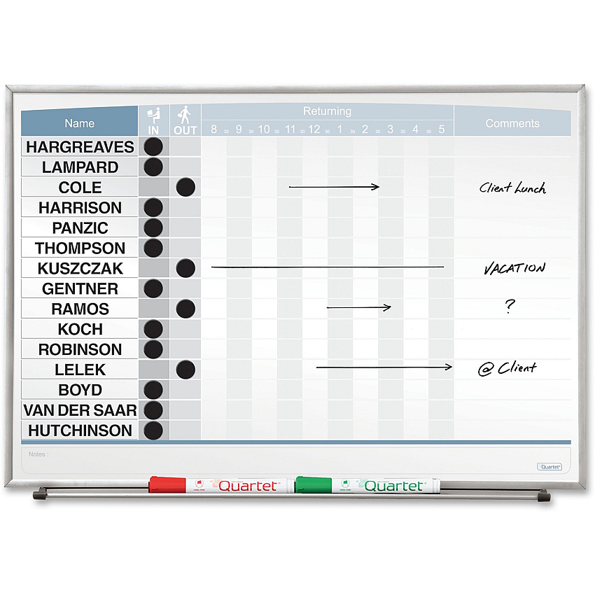 Quartet Matrix 15-employee In/Out Board (QRT33704)