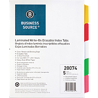 Business Source Laminated Write-On Tab Indexes (BSN20074)