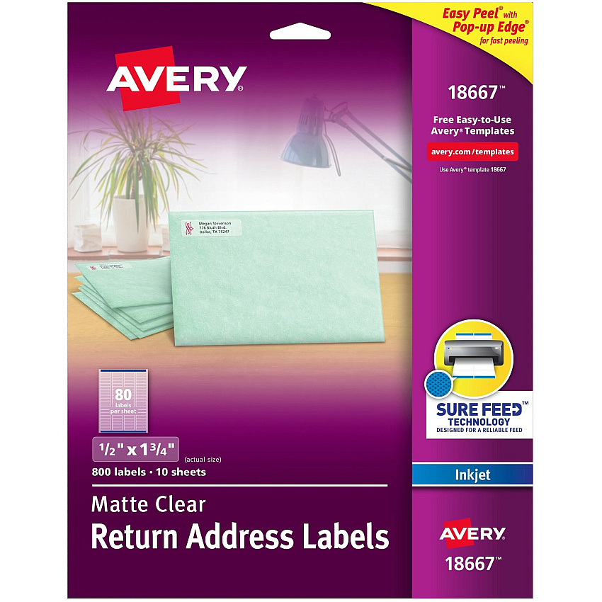 Avery Easy Peel Inkjet Printer Mailing Labels (AVE18667)