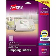 Avery Clear Shipping Labels, Sure Feed, 3-1/3" x 4" , 60 Labels (AVE18664)