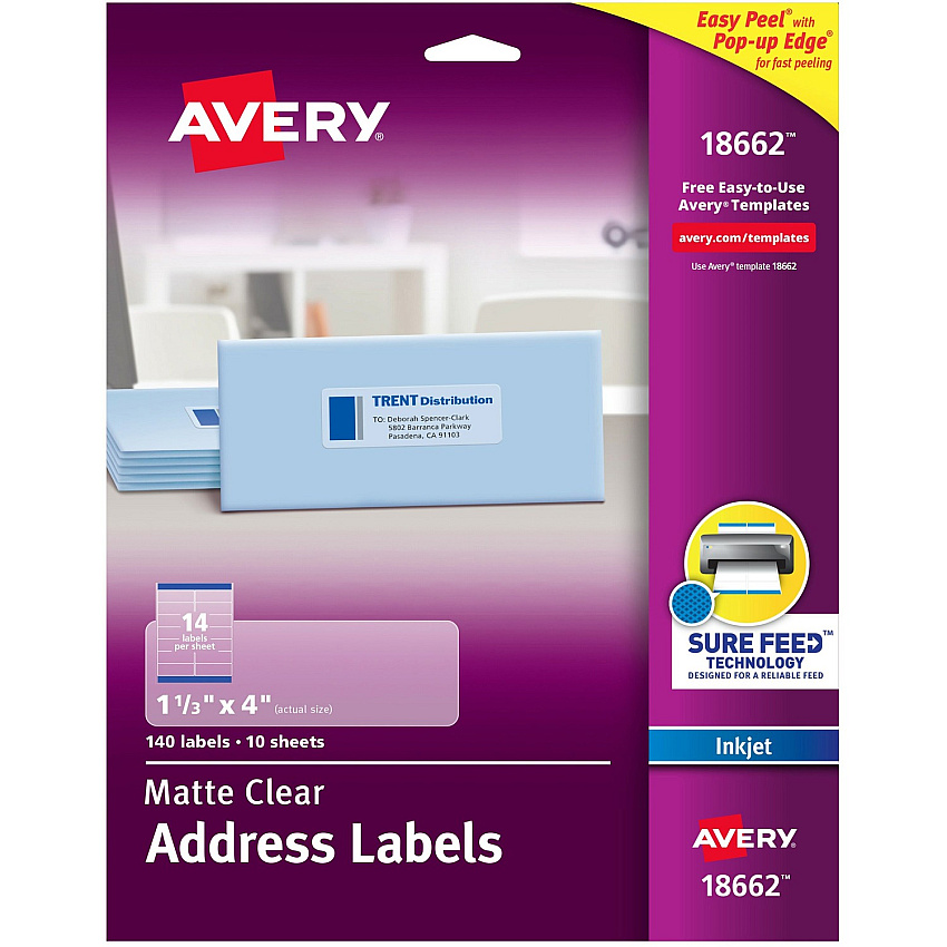 Avery Easy Peel Inkjet Printer Mailing Labels (AVE18662)