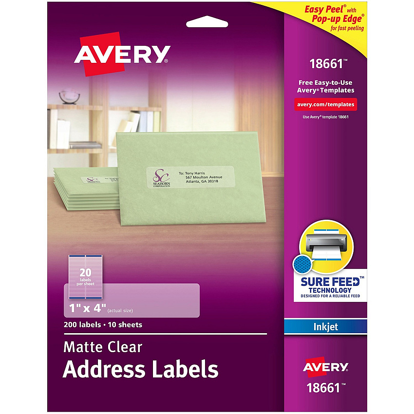 Avery Easy Peel Inkjet Printer Mailing Labels (AVE18661)