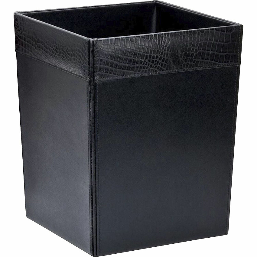 Dacasso Crocodile Embossed Leather Waste Basket (A2203)