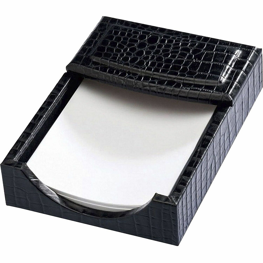 Dacasso Crocodile Embossed Black Leather Memo Holder (A2209)