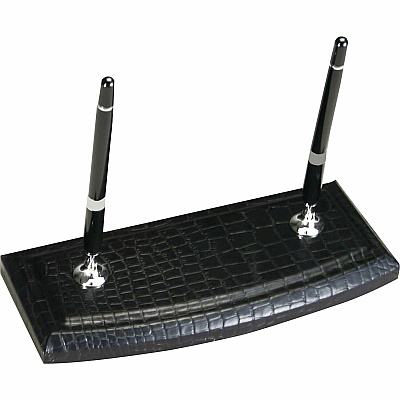 Dacasso Crocodile Embossed Black Leather Pen Stand (A2212)