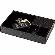 Dacasso Crocodile Embossed Black Leather Standard Valet Tray (A2463)