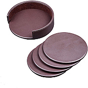 Dacasso Leather Coasters - Set of 4 with Holder (A3445)