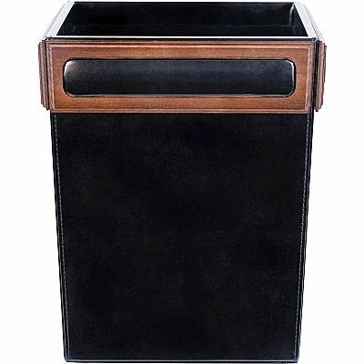 Dacasso Walnut & Leather Waste Basket (A8403)