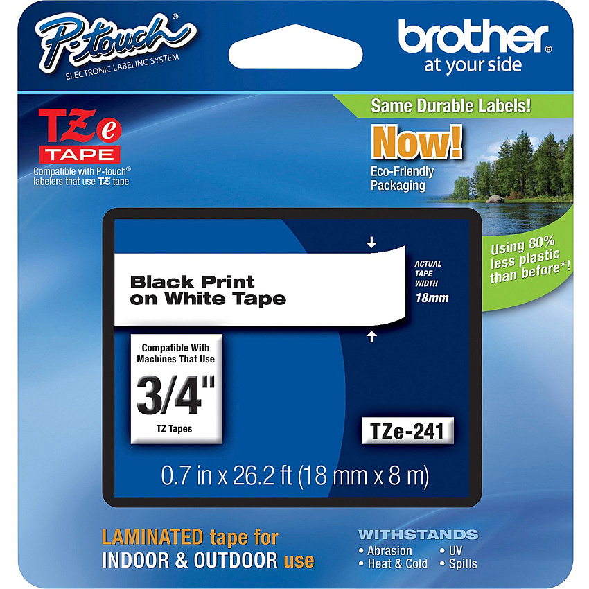 Brother P-Touch TZe Flat Surface Laminated Tape (BRTTZE241)