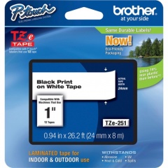 Brother P-touch TZe 1" Laminated Tape Cartridge (TZE251)