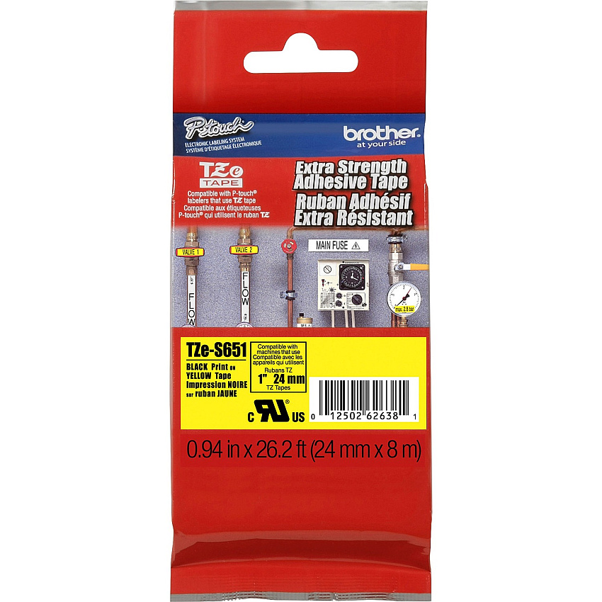 Brother P-Touch TZe Extra Strength Adhesive Tape (BRTTZES651)