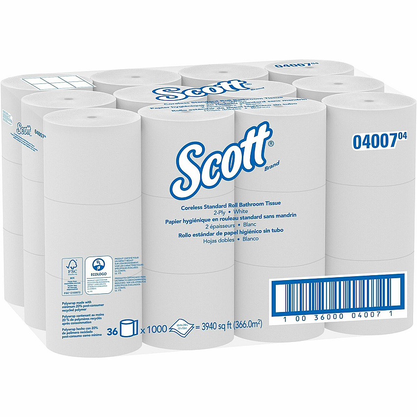 Scott Essential Coreless High-Capacity Standard Roll Toilet Paper (KCC04007)