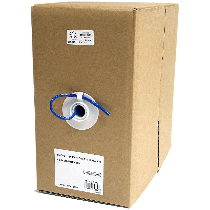 StarTech Bulk Cat 5e Ethernet Cable - 1000 Ft. (304,8m) - Solid - Cmr-rated - Blue - Taa Compliant (WIRC5ECMR)