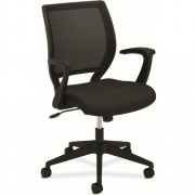 Basyx by HON Mesh Mid-Back Task Chair | Center-Tilt | Fixed Arms | Black Fabric (VL521VA10)