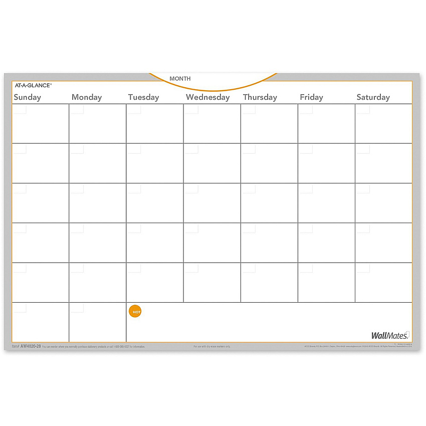 AT-A-GLANCE WallMates Monthly Planning Surface (AAGAW402028)