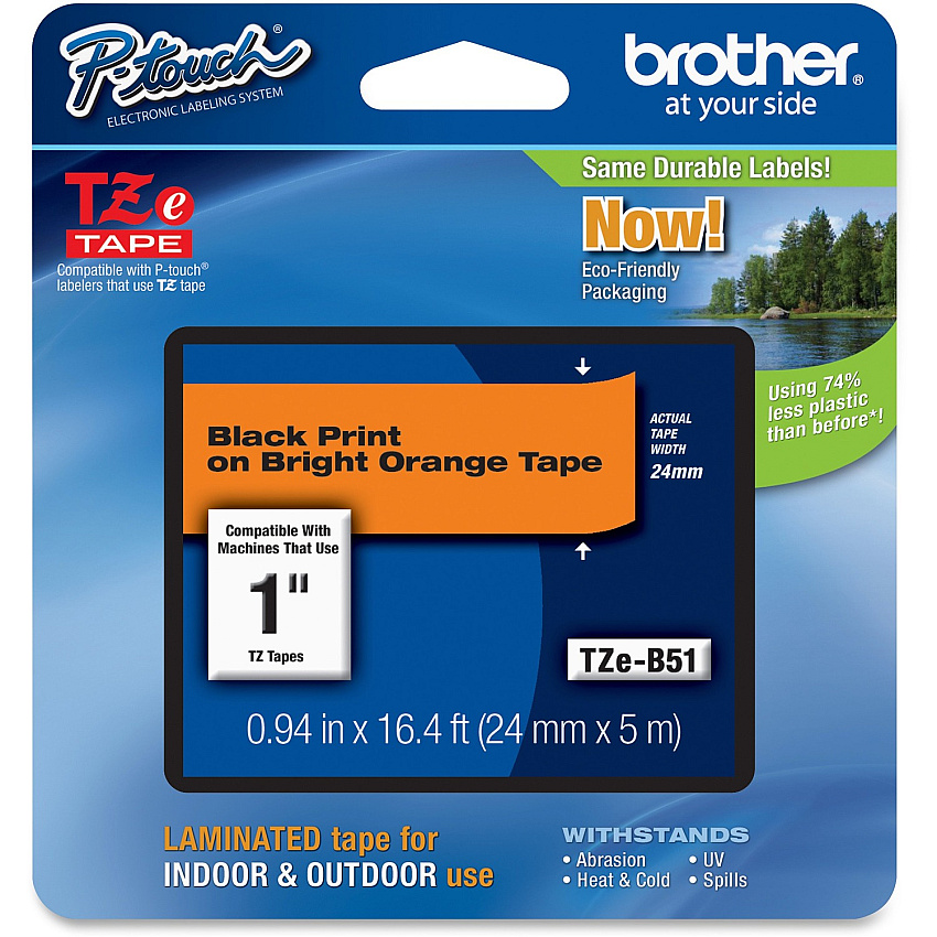 Brother P-touch TZe 1" Laminated Lettering Tape (BRTTZEB51)