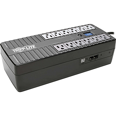 Tripp Lite 850VA 425W Standby UPS - 12 NEMA 5-15R Outlets, 120V, 50/60 Hz, USB, LCD, ENERGY STAR, Desktop/Wall (ECO850LCD)