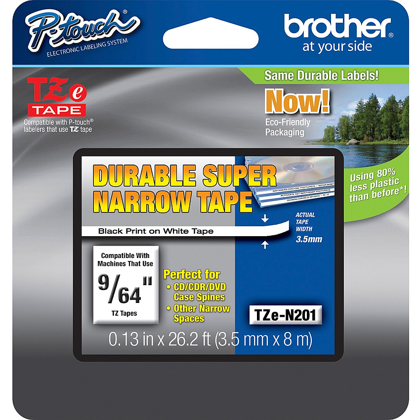 Brother TZ Super Narrow Non-laminated Tapes (TZEN201)