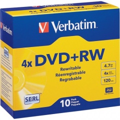 Verbatim DataLifePlus 94839 DVD Rewritable Media - DVD+RW - 4x - 4.70 GB - 10 Pack Slim Case