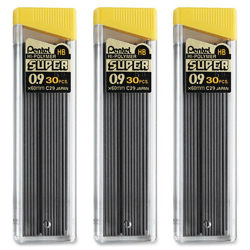 Pentel Super Hi-Polymer 0.9mm Lead Refill (PENC29BPHB3)