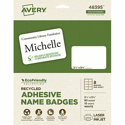 Avery Eco-friendly Premium Name Badge Labels (AVE48395)