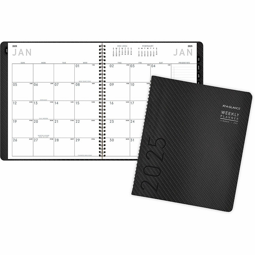 AT-A-GLANCE Contemporary Monthly Planner, Premium Paper, 11 x 9, Graphite Cover, 12-Month (Jan to Dec): 2026 (70260X45)