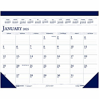House of Doolittle Deep Blue Print 18.5" Desk Pad Calendar (1506)