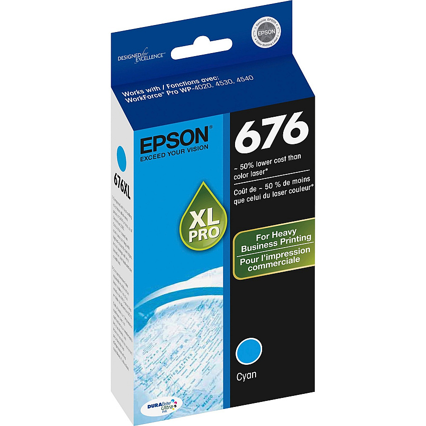 Epson DURABrite Ultra 676 Original Inkjet Ink Cartridge - Cyan - 1 Each (EPST676XL220S)