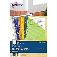 Avery Durable Mini Binder Pockets - For 3-Ring and 7-Ring Binders (AVE75307)