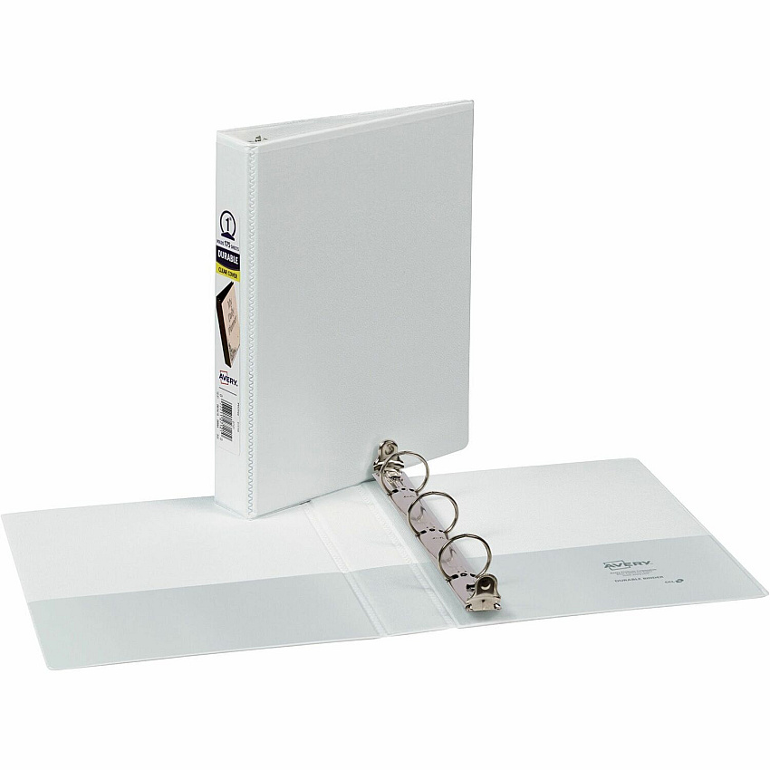 Avery Durable View Binder 1" , Round Rings, 5½" x 8½" , White (AVE17116)