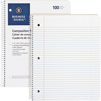 Business Source Wirebound College Ruled Notebooks - Letter (BSN10968)