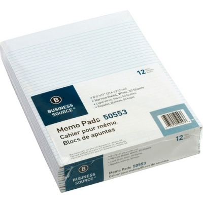 Business Source Glued Top Ruled Memo Pads - Letter (50553)
