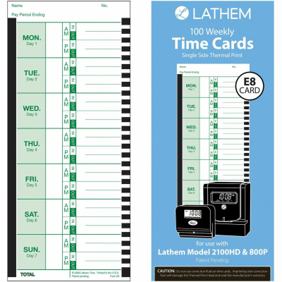 Lathem Thermal Time Clock Weekly Attendance Cards (E8100)