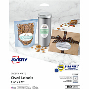 Avery Glossy White Oval Labels1½" x 2½" (AVE22804)