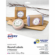 Avery Glossy White Round Labels2" Diameter (AVE22807)