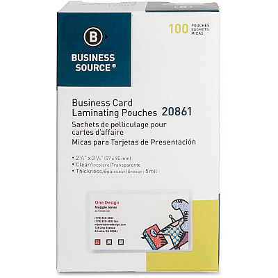 Business Source 5 mil Business Card Laminating Pouches (BSN20861)