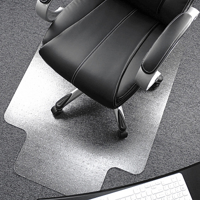 Cleartex Polycarbonate Lipped Chair Mat for Carpets up to 1/2" - 48" x 60" (FLR1115223LR)