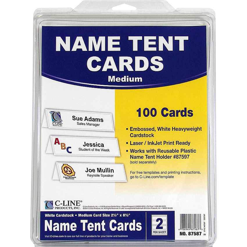 C-Line Embossed Cardstock Name Tents (CLI87587)