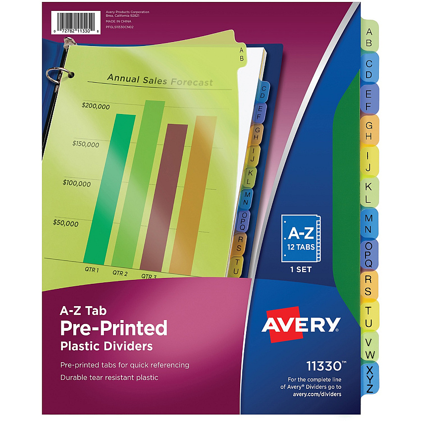 Avery Preprinted A-Z Plastic Dividers (AVE11330)