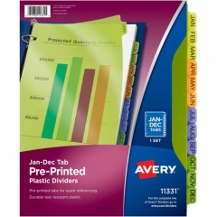 Avery Preprinted Monthly Tabs Plastic Dividers (11331)