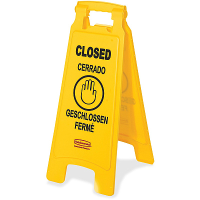Rubbermaid Commercial Closed Multi-Lingual Floor Sign (RCP611278YW)