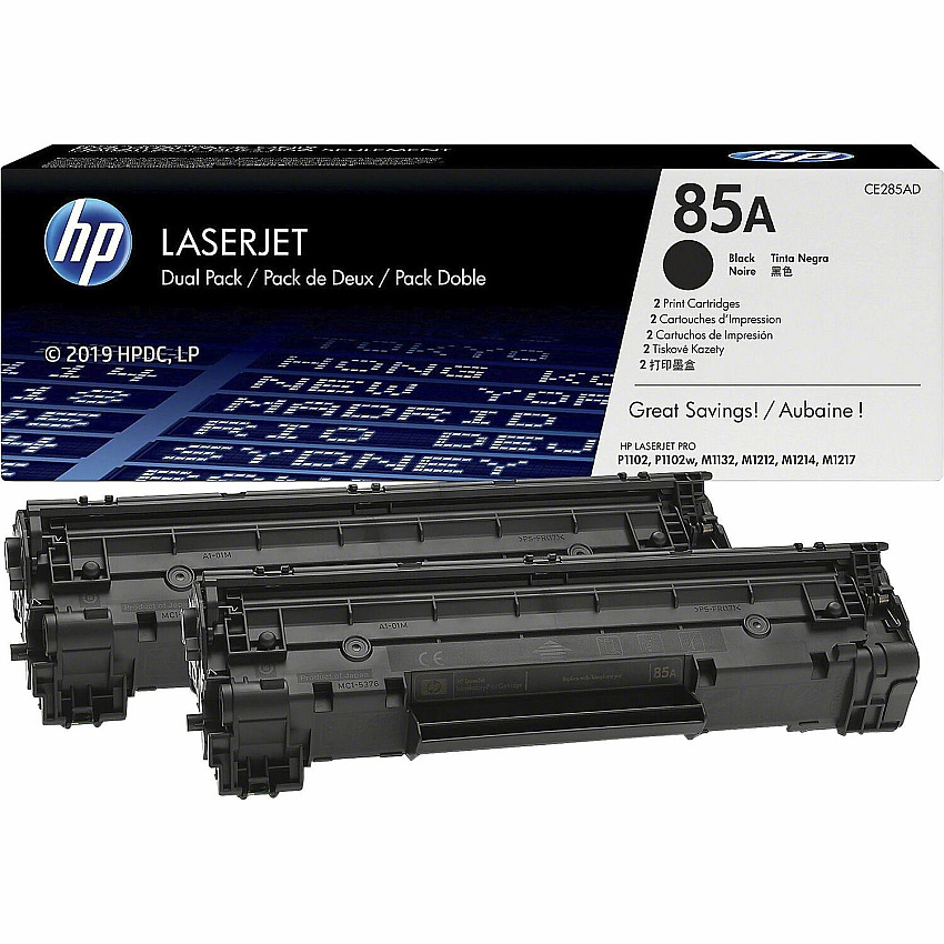 HP 85A 2-pack Black Original LaserJet Toner Cartridges (HEWCE285AD)